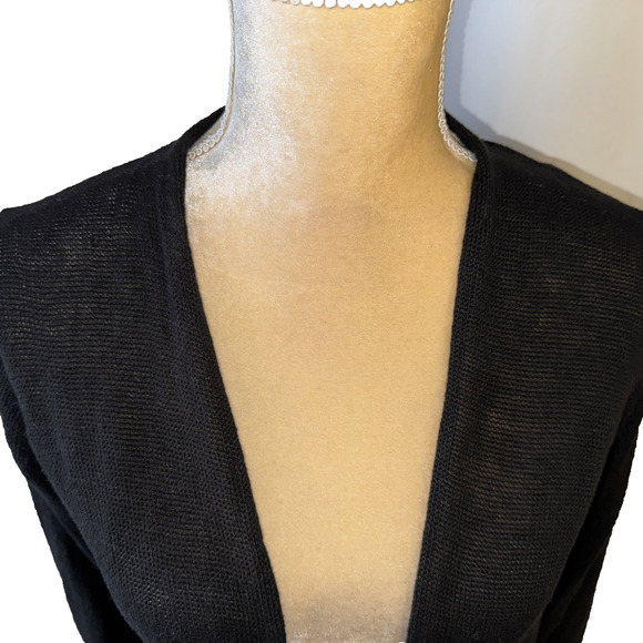 Eileen Fisher Petite Knit Linen Black Cardigan Size Petite M - Picture 2 of 12